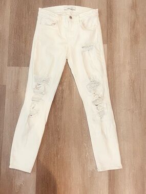 J Brand Skinny Distressed White Jeans